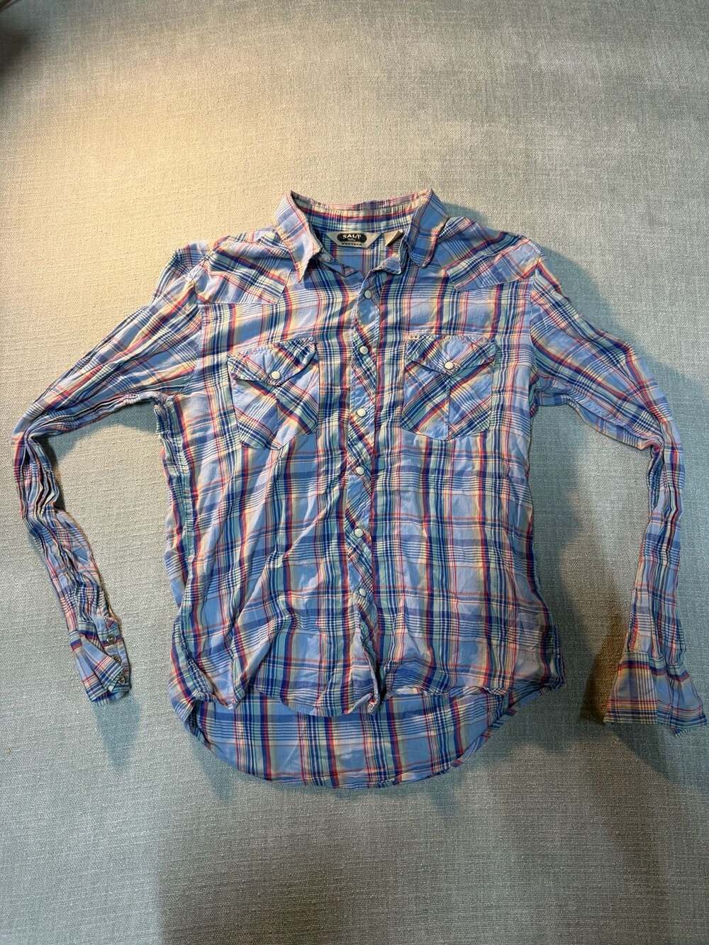 Salt Valley Western Plaid Snap Button Shirt Size M